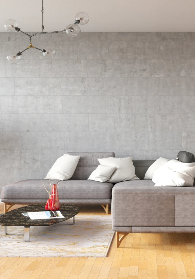 Minimalist interior design with abstract lighting